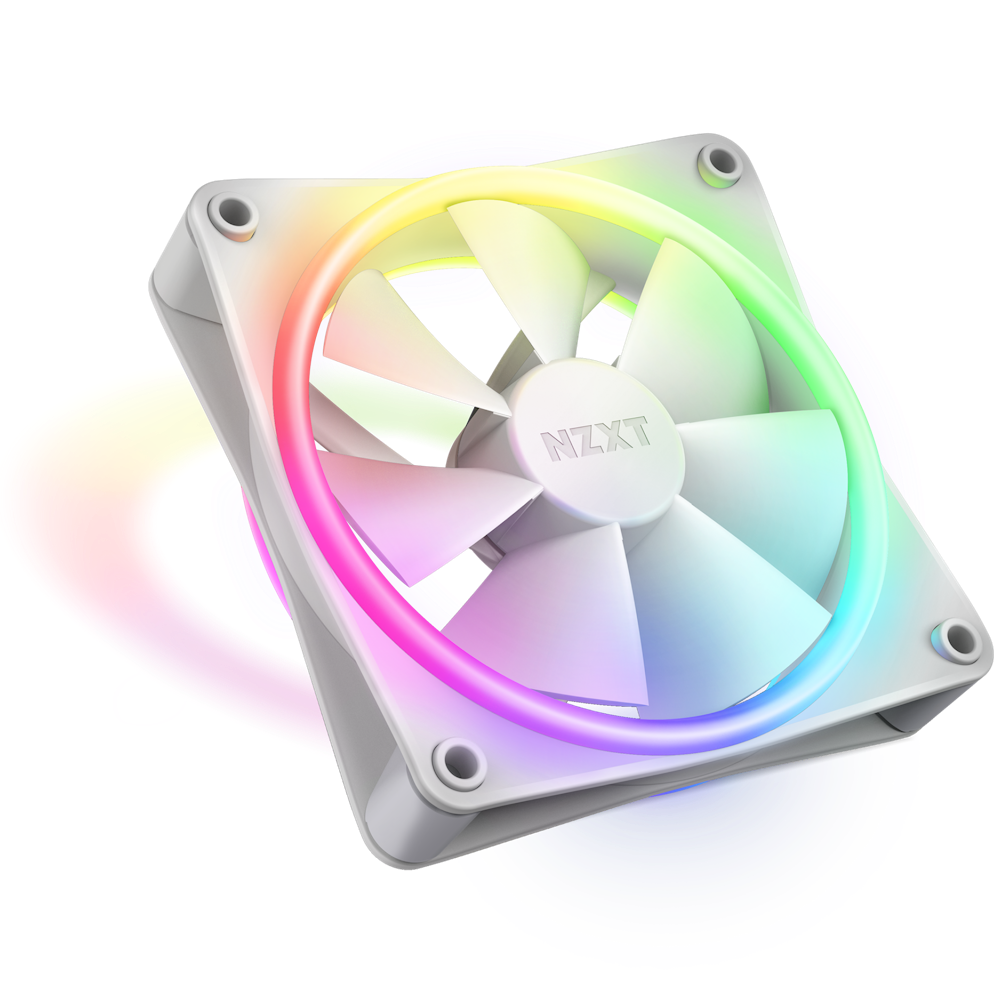 F120 RGB Duo Fan viewed from a front angle - White