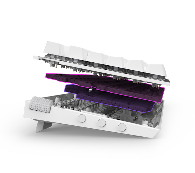 Exploded side view of Function 2 sound dampening foam layers