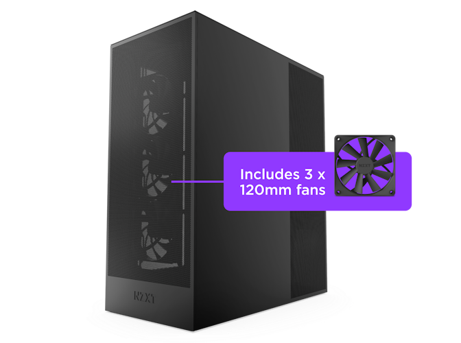 Angled H7 Flow showing front 3 120mm fans