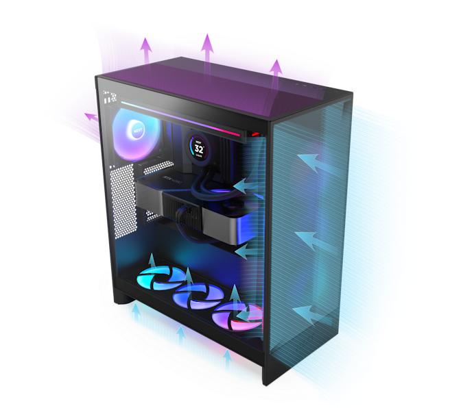 Diagram of airflow direction in the H7 Flow RGB