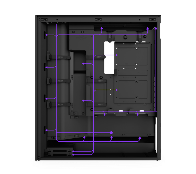 Open Back of H7 Flow RGB showing cable management