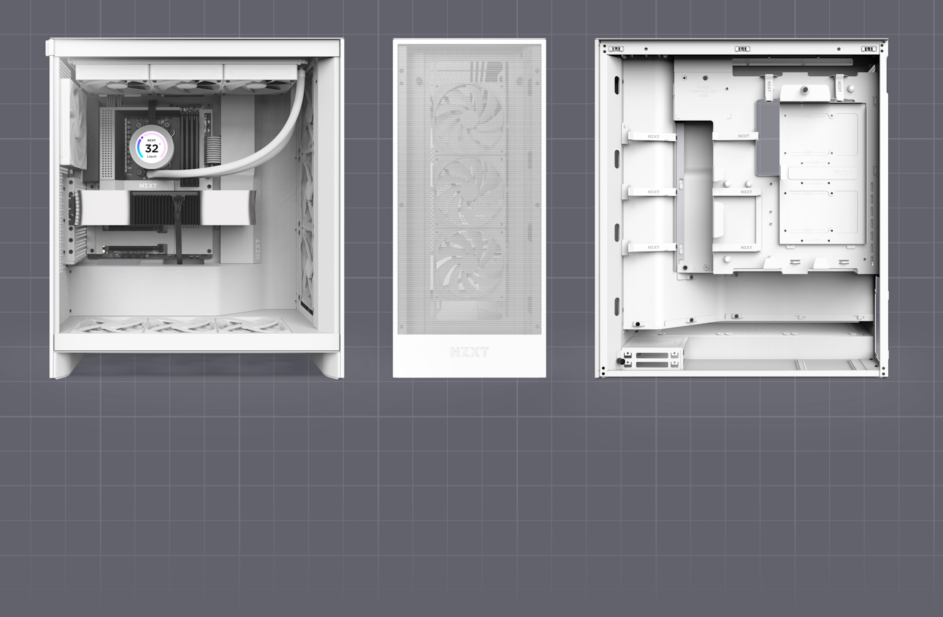 H7 Flow front, side, and back profile view