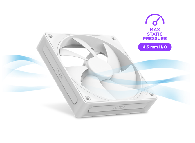 F120P - Air flowing through fan. Max Static Pressure: 4.5 mm H2O