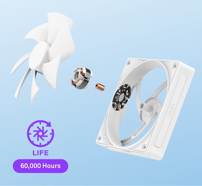 F120P - Exploded view of fan. Life: 60,000 Hours