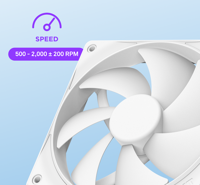 F120P - Close-up of fan. Speed: 500-2,000 +/- 200 RPM