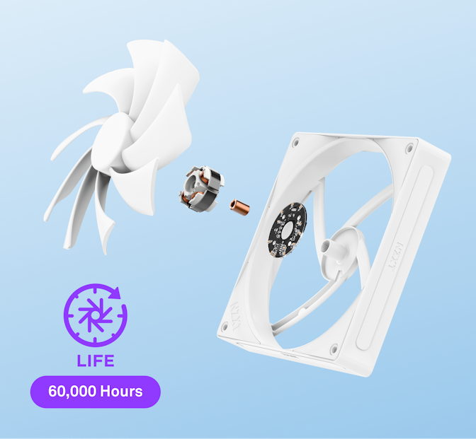 F140Q - Exploded view of fan. Life: 60,000 Hours