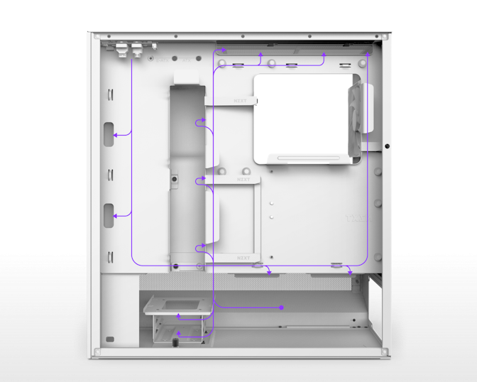 H5 Flow RGB PC’s open back panel highlighting easy cable management