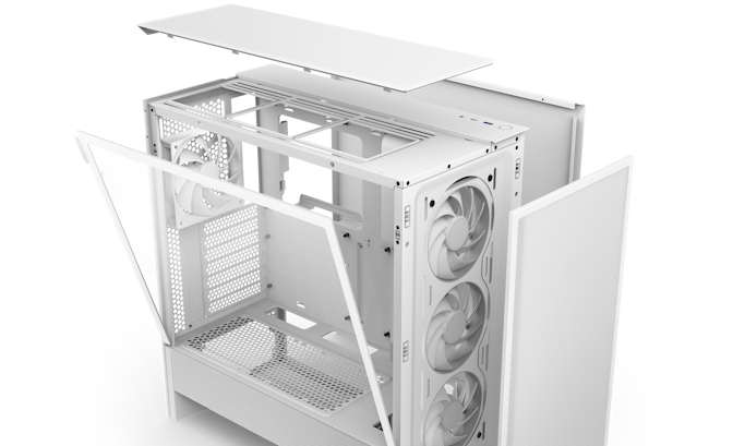 H5 Flow RGB PC exploded view highlighting tool-less access features